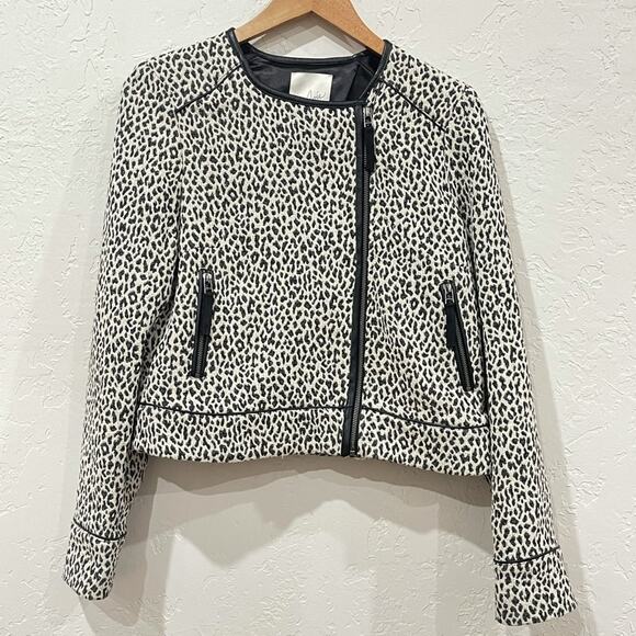 Joie Pattyn Animal Print Moto Jacket Size Large - Picture 4 of 9